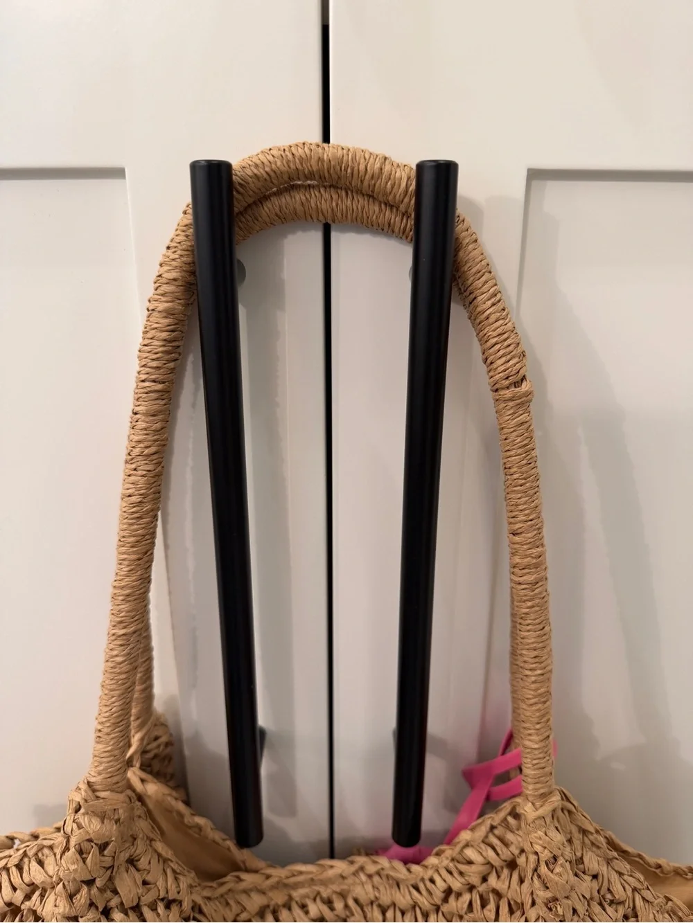 Woven Straw Tote Bag in Natural Tan